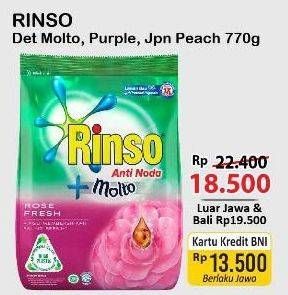 Promo Harga RINSO Anti Noda Deterjen Bubuk + Molto Purple Perfume Essence, + Molto Japanese Peach 770 gr - Alfamart