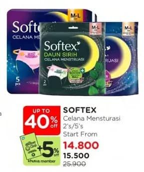Promo Harga Softex Celana Menstruasi 2 pcs - Watsons