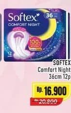 Promo Harga Softex Comfort Night Wing 36cm 12 pcs - Alfamart