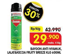 Promo Harga Baygon Insektisida Spray Fruity Breeze 600 ml - Superindo
