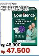 Promo Harga Confidence Adult Classic Night Ekstra Serap & Kering M8, L7, XL6 6 pcs - Indomaret