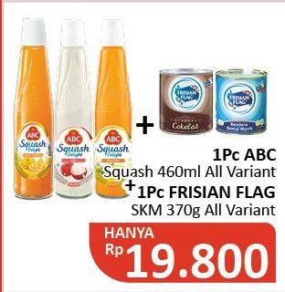 Promo Harga ABC Syrup Squash Delight 460ml + FRISIAN FLAG Susu Kental Manis 370ml  - Alfamidi