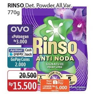 Promo Harga Rinso Anti Noda Deterjen Bubuk All Variants 770 gr - Alfamidi
