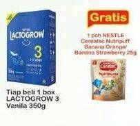 Promo Harga LACTOGROW 3 Susu Pertumbuhan Vanila 350 gr - Indomaret