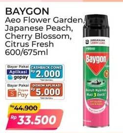 Promo Harga Baygon Insektisida Spray Flower Garden, Japanese Peach, Cherry Blossom, Citrus Fresh 600 ml - Alfamart