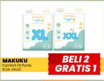 Promo Harga Makuku Comfort Fit Diapers Pants XL24, XXL22 22 pcs - Yogya