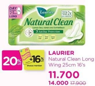 Promo Harga Laurier Natural Clean Wing 25cm 16 pcs - Watsons