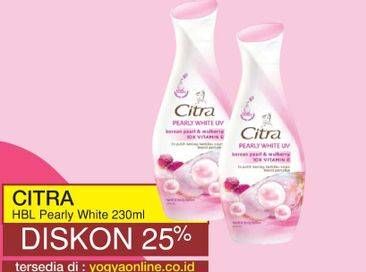 Promo Harga CITRA Hand & Body Lotion Pearly White UV 230 ml - Yogya