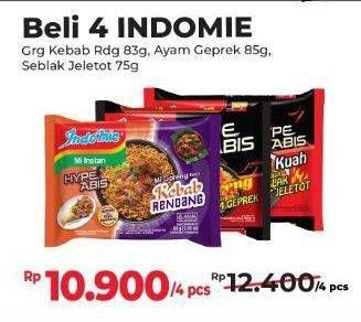 Promo Harga Indomie Hype Abis Kebab Rendang, Ayam Geprek, Seblak Hot Jeletot 75 gr - Alfamart