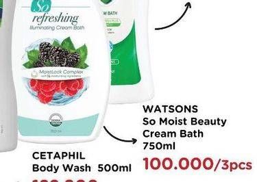 Promo Harga WATSONS Cream Bath So Moist per 3 botol 750 ml - Watsons