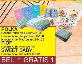 Promo Harga POLKA Handuk Polos Kids Bear/Handuk Anak Happy Bear/FIOR Handuk Anak Print/SWEET BABY Handuk Anak Microfiber  - Yogya