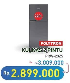 Promo Harga Polytron Kulkas 2 Pintu Belleza Jumbo 220 Liter PRW 23ZS  - Hypermart