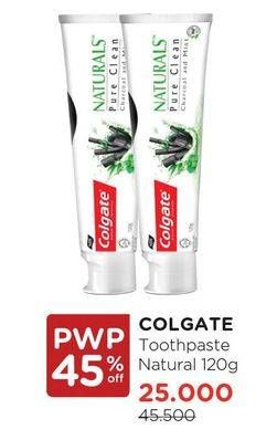 Promo Harga COLGATE Toothpaste Naturals Pure Clean 120 gr - Watsons