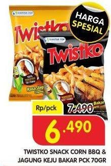 Promo Harga Twistko Snack Jagung Bakar Premium BBQ, Keju 70 gr - Superindo
