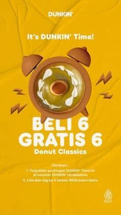 Promo Harga Beli 6 Gratis 6 Donut Classics  - Dunkin Donuts