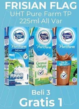 Promo Harga FRISIAN FLAG Susu UHT Purefarm All Variants per 3 pcs 225 ml - Alfamart