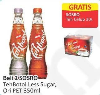 Promo Harga SOSRO Teh Botol Less Sugar, Original per 2 botol 350 ml - Alfamart