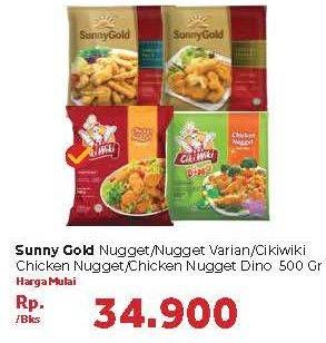 Promo Harga SUNNY GOLD Chicken Nugget/ Variant Pack/ CIKI WIKI Chicken Nugget/ Chicken Nugget Dino 500gr  - Carrefour