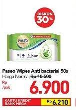 Promo Harga PASEO Cleansing Wipes Anti Bacterial 50 sheet - Carrefour