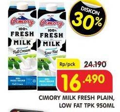 Promo Harga CIMORY Fresh Milk Full Cream, Low Fat 950 ml - Superindo
