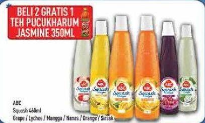 Promo Harga ABC Syrup Squash Delight Anggur, Leci, Mangga, Nanas, Jeruk Florida, Sirsak 460 ml - Hypermart