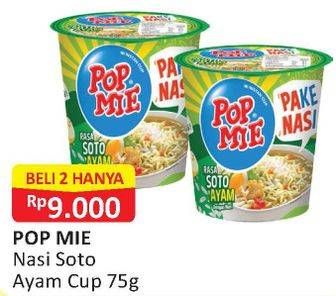 Promo Harga INDOMIE POP MIE Instan Soto Ayam Pake Nasi per 2 pcs 75 gr - Alfamart