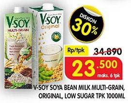 Promo Harga V-SOY Soya Bean Milk Multi Grain, Low Sugar, Original 1000 ml - Superindo