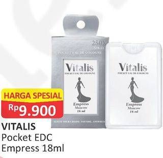 Promo Harga VITALIS Pocket Eau De Cologne Empress Moscow 18 ml - Alfamart