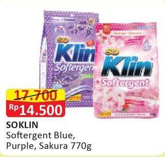 Promo Harga SO KLIN Softergent Blue Cloud Fresh Breeze, Purple Lavender, Soft Sakura 770 gr - Alfamart