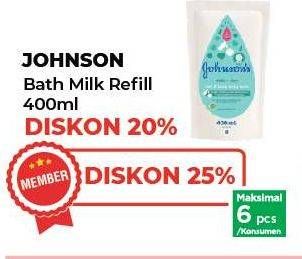 Promo Harga Johnsons Baby Milk Bath Milk + Rice 400 ml - Yogya