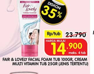 Promo Harga Glow & Lovely Facial Foam/Multivitamin Cream  - Superindo