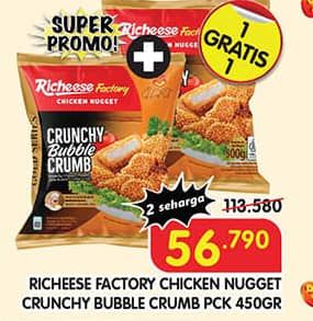 Promo Harga Richeese Factory Chicken Nugget Crunchy Bubble Crumb 500 gr - Superindo