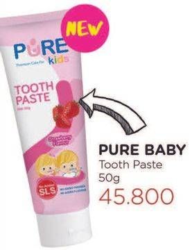 Promo Harga PURE BABY Toothpaste 50 gr - Watsons