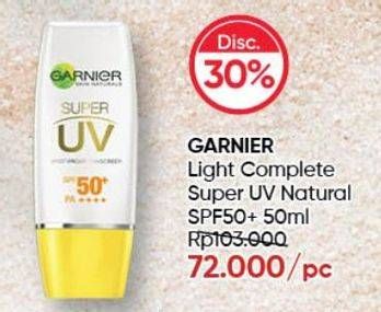Promo Harga GARNIER Light Complete Super UV SPF 50+ PA+++ Natural Finish 50 ml - Guardian