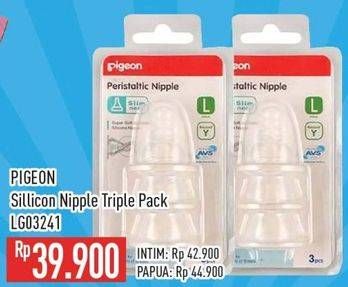 Promo Harga Pigeon Silicone Nipple Triple Pack L 3 pcs - Hypermart