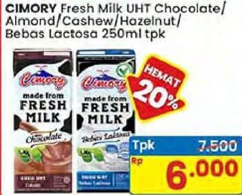 Promo Harga Cimory Susu UHT Chocolate, Almond, Cashew, Hazelnut, Bebas Laktosa 250 ml - Indomaret