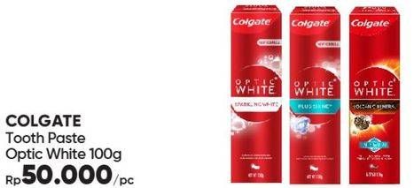 Promo Harga COLGATE Toothpaste Optic White Plus Shine, Sparkling White, Volcanic Mineral 100 gr - Guardian