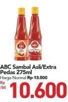 Promo Harga ABC Sambal Asli, Extra Pedas 275 ml - Carrefour