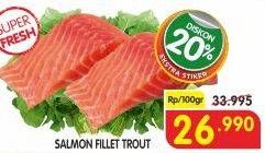 Promo Harga Salmon Fillet Trout per 100 gr - Superindo