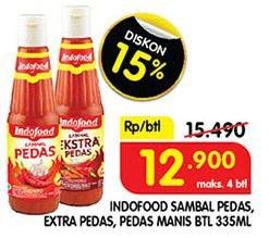 Promo Harga Indofood Sambal Ekstra Pedas, Pedas, Pedas Manis 335 ml - Superindo
