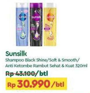 Promo Harga Sunsilk Shampoo Black Shine, Soft Smooth, Anti Ketombe Activ-Infusion, Thick Long 320 ml - TIP TOP