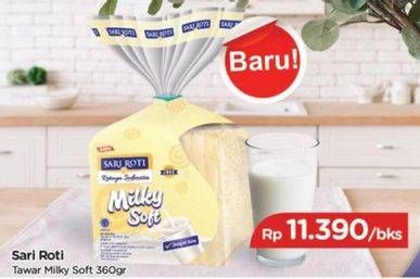 Promo Harga SARI ROTI Roti Tawar Milky Soft 360 gr - TIP TOP