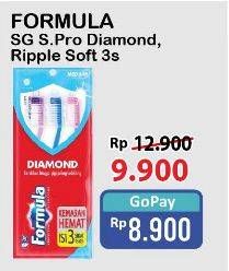 Promo Harga Formula Sikat Gigi Silver Pro Diamond Medium, Silver Pro Ripple Soft 3 pcs - Alfamart