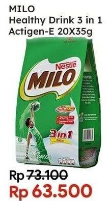 Promo Harga MILO ActivGo 3in1 per 20 sachet 35 gr - Indomaret