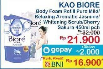 KAO BIORE Body Foam Ref Pure Mild/ Relaxing Aromatic Jasmine/ Whitening Scrub/ Cherry Sakura 450ml pch