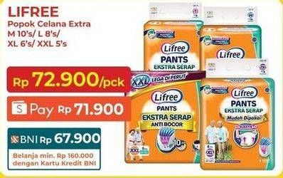 Promo Harga Lifree Popok Celana Ekstra Serap M10, L8, XL6, XXL5 5 pcs - Indomaret