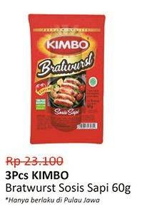 Promo Harga KIMBO Bratwurst Sosis Sapi per 3 bungkus 60 gr - Alfamidi