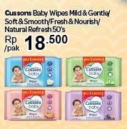 Promo Harga CUSSONS BABY Wipes Mild Gentle, Soft Smooth, Fresh Nourish, Naturally Refreshing 50 pcs - Carrefour