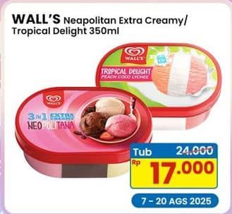 Promo Harga Walls Ice Cream Neopolitana, Tropical Delight 350 ml - Indomaret