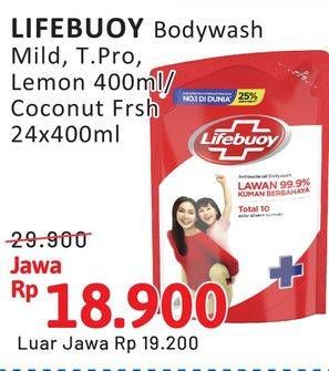 Promo Harga Lifebuoy Body Wash Coconut Fresh, Lemon Fresh, Mild Care, Total 10 400 ml - Alfamidi